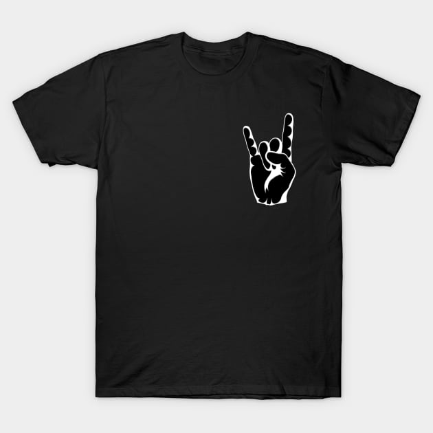 RAISE YOUR HORNS! Black and White T-Shirt by GodxanGalactic